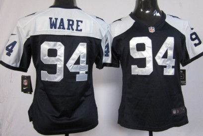 Nike Dallas Cowboys #94 DeMarcus Ware Blue Thanksgiving Game Womens Jersey