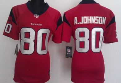 Nike Houston Texans #80 Andre Johnson Red Game Womens Jersey