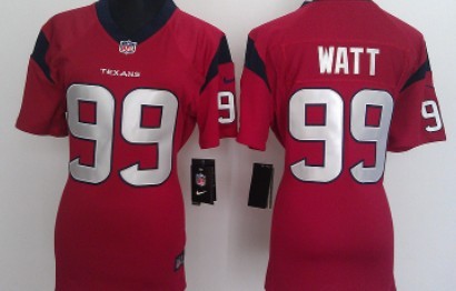 Nike Houston Texans #99 J.J. Watt Red Game Womens Jersey