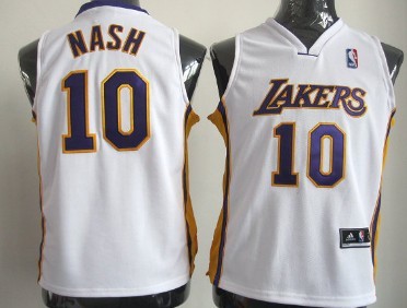 Los Angeles Lakers #10 Steve Nash White Kids Jersey