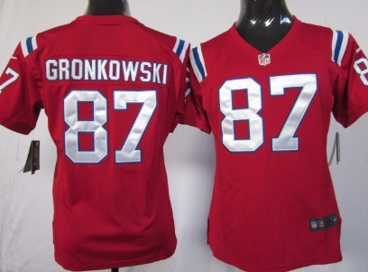 Nike New England Patriots #87 Rob Gronkowski Red Game Womens Jersey