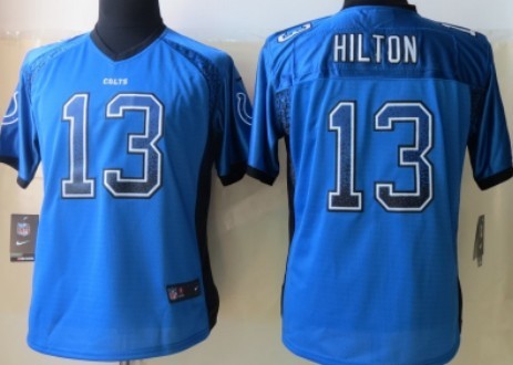 Nike Indianapolis Colts #13 T.Y. Hilton 2013 Drift Fashion Blue Womens Jersey