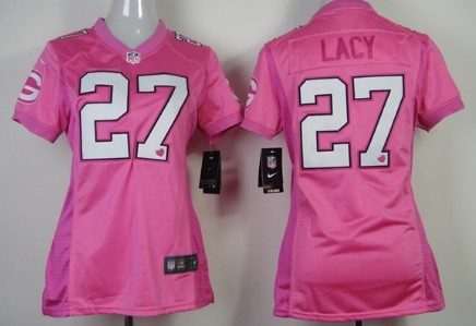 Nike Green Bay Packers #27 Eddie Lacy Pink Love Womens Jersey