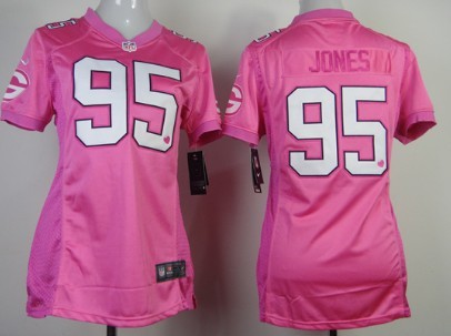 Nike Green Bay Packers #95 Datone Jones Pink Love Womens Jersey