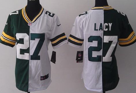Nike Green Bay Packers #27 Eddie Lacy Green/White Two Tone Womens Jersey