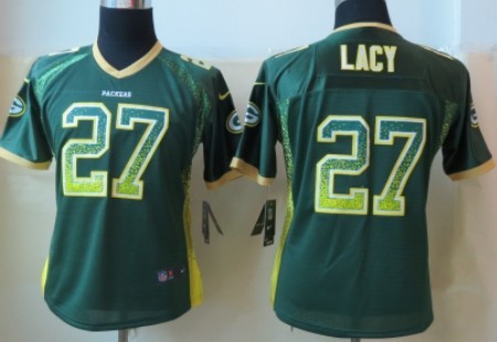 Nike Green Bay Packers #27 Eddie Lacy 2013 Drift Fashion Green Womens Jersey