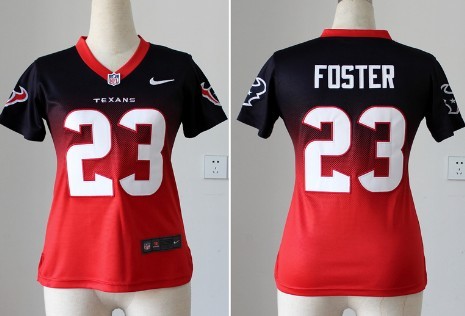 Nike Houston Texans #23 Arian Foster Blue/Red Fadeaway Womens Jersey