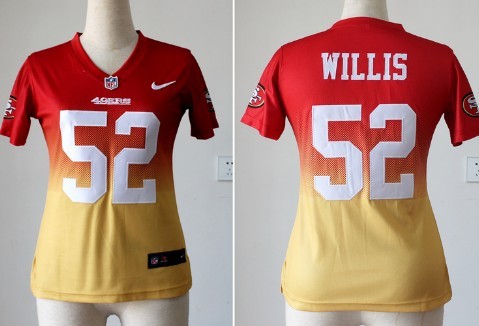Nike San Francisco 49ers #52 Patrick Willis Red/Gold Fadeaway Womens Jersey