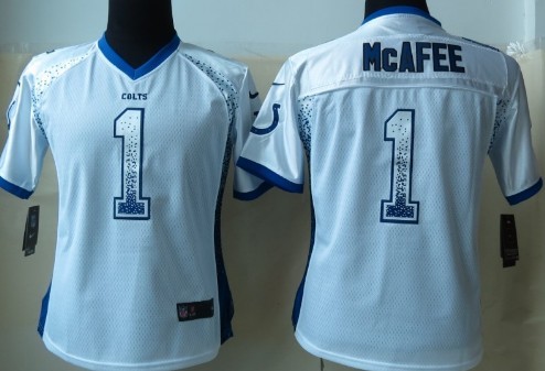 Nike Indianapolis Colts #1 Pat McAfee 2013 Drift Fashion White Womens Jersey