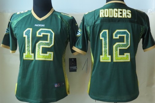 Nike Green Bay Packers #12 Aaron Rodgers 2013 Drift Fashion Green Womens Jersey
