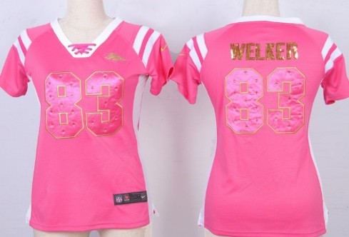 Nike Denver Broncos #83 Wes Welker Drilling Sequins Pink Womens Jersey