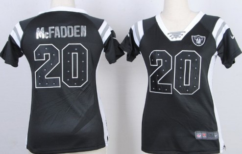 Nike Oakland Raiders #20 Darren McFadden Drilling Sequins Black Womens Jersey