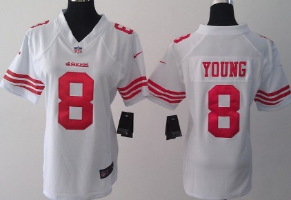 Nike San Francisco 49ers #8 Steve Young White Game Womens Jersey