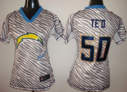 Nike San Diego Chargers #50 Manti Te'o 2012 Womens Zebra Fashion Jersey