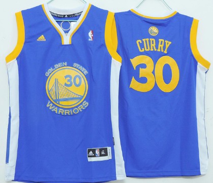 Golden State Warriors #30 Stephen Curry Blue Kids Jersey