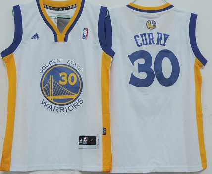 Golden State Warriors #30 Stephen Curry White Kids Jersey