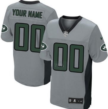 Men's Nike New York Jets Customized Gray Shadow Elite Jersey