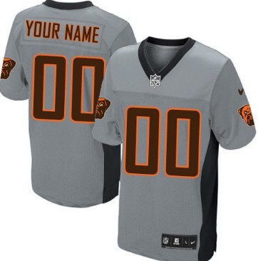 Men's Nike Cleveland Browns Customized Gray Shadow Elite Jersey