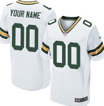 Men's Nike Green Bay Packers Customized White Elite Jersey