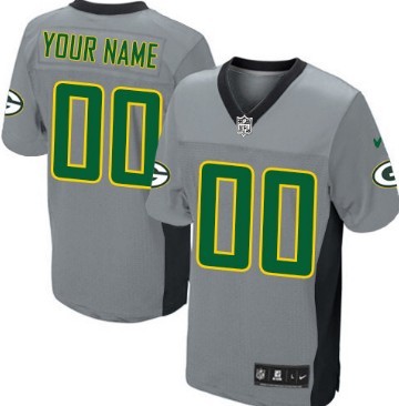 Men's Nike Green Bay Packers Customized Gray Shadow Elite Jersey