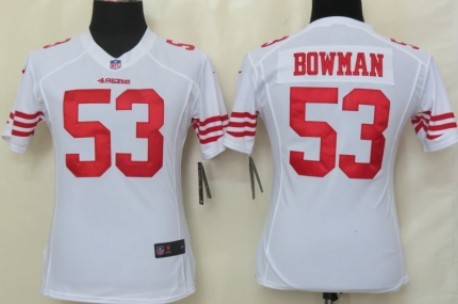 Nike San Francisco 49ers #53 Navorro Bowman White Game Womens Jersey