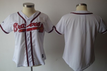 Women's Atlanta Braves Customized White With Red Jersey