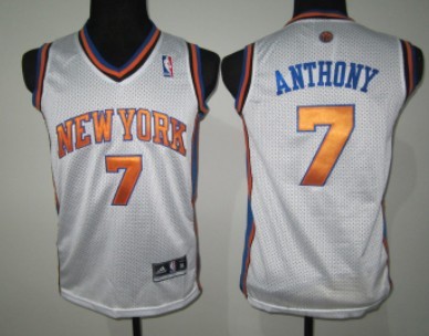 New York Knicks #7 Carmelo Anthony White Kids Jersey