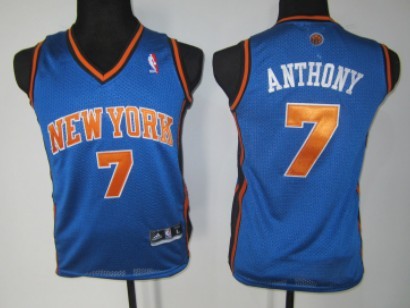 New York Knicks #7 Carmelo Anthony Blue Kids Jersey