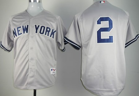 New York Yankees #2 Derek Jeter Gray Kids Jersey