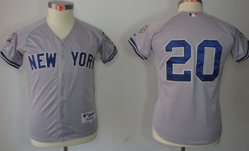 New York Yankees #20 Jorge Posada Gray Kids Jersey
