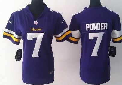 Nike Minnesota Vikings #7 Christian Ponder 2013 Purple Game Womens Jersey