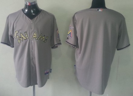 Men's Miami Marlins Customized Gray With Camo Jersey