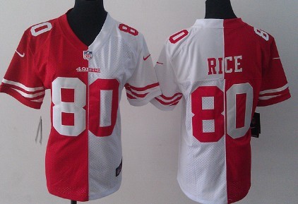 Nike San Francisco 49ers #80 Jerry Rice Red/White Two Tone Womens Jersey