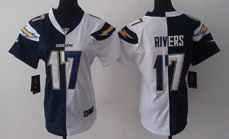 Nike San Diego Chargers #17 Philip Rivers Navy Blue/White Two Tone Womens Jersey