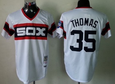 Chicago White Sox #35 Frank Thomas 1983 White Pullover Throwback Jersey