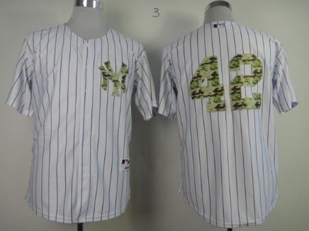 New York Yankees #42 Mariano Rivera White With Camo Jersey