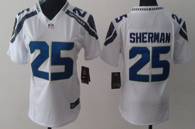 Nike Seattle Seahawks #25 Richard Sherman White Game Womens Jersey