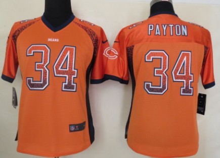 Nike Chicago Bears #34 Walter Payton 2013 Drift Fashion Orange Womens Jersey