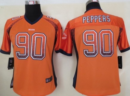 Chicago Bears #90 Julius Peppers 2013 Drift Fashion Orange Womens Jersey