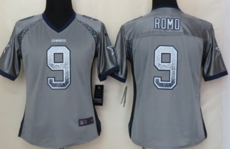 Nike Dallas Cowboys #9 Tony Romo 2013 Drift Fashion Gray Womens Jersey