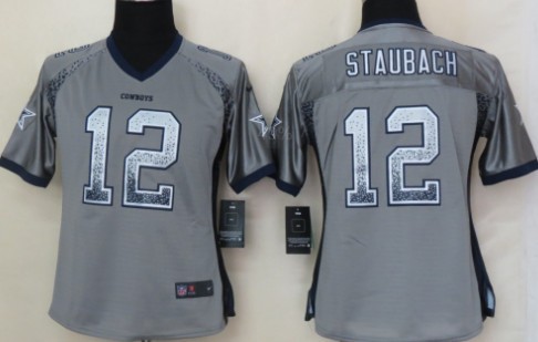 Nike Dallas Cowboys #12 Roger Staubach 2013 Drift Fashion Gray Womens Jersey