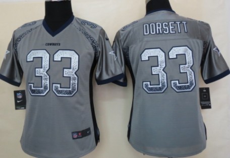 Nike Dallas Cowboys #33 Tony Dorsett 2013 Drift Fashion Gray Womens Jersey