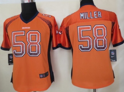 Nike Denver Broncos #58 Von Miller 2013 Drift Fashion Orange Womens Jersey