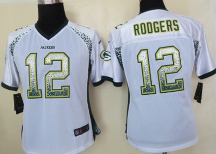 Nike Green Bay Packers #12 Aaron Rodgers 2013 Drift Fashion White Womens Jersey