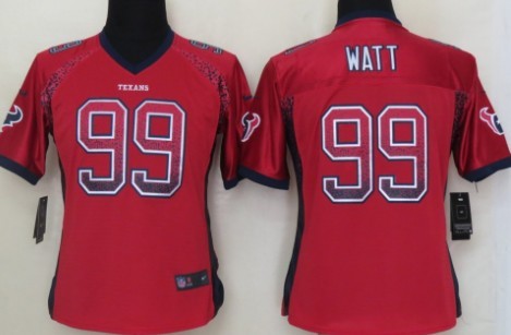 Nike Houston Texans #99 J.J. Watt 2013 Drift Fashion Red Womens Jersey