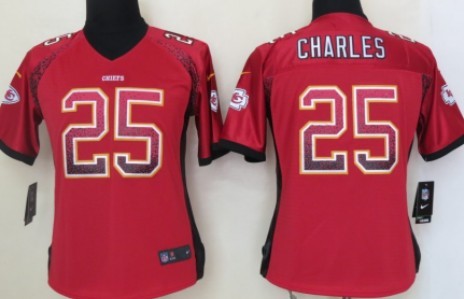Nike Kansas City Chiefs #25 Jamaal Charles 2013 Drift Fashion Red Womens Jersey
