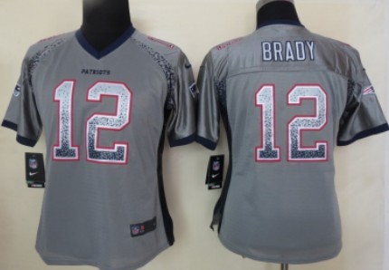 Nike New England Patriots #12 Tom Brady 2013 Drift Fashion Gray Womens Jersey