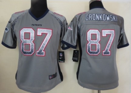 Nike New England Patriots #87 Rob Gronkowski 2013 Drift Fashion Gray Womens Jersey