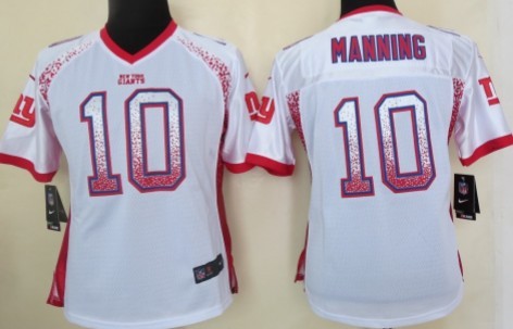 Nike New York Giants #10 Eli Manning 2013 Drift Fashion White Womens Jersey