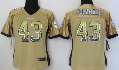 Nike Pittsburgh Steelers #43 Troy Polamalu 2013 Drift Fashion Yellow Womens Jersey